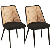 Set of Black Rattan Dining Chairs