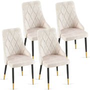Set of 4 Beige Armless Dining Chairs