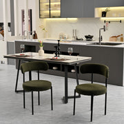 Set of 2 Mid-Century Modern Boucle Dining Chairs