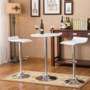 White 3-Piece Adjustable Height Bar Table Set with 2 Swivel Air-Lift Stools