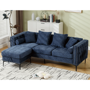 L Shaped Sectional Convertible Sofa with Storage Ottoman and Modern Tufted style