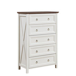 Farmhouse 5 Drawers Dresser Chests for Bedroom