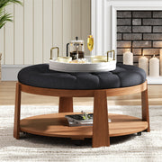 Modern Large Round Ottoman and Coffee Table 2-Tier