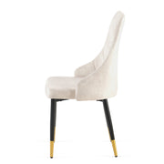 Set of 4 Beige Armless Dining Chairs