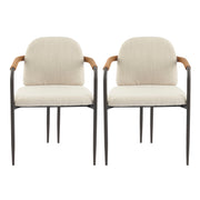 Set of 2 Modern Espresso and Beige Dining Chair