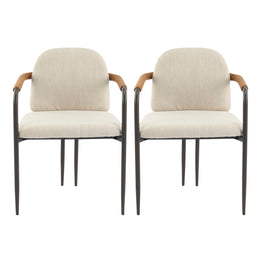 Set of 2 Modern Espresso and Beige Dining Chair