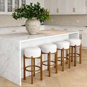 Set of 4 Walnut & Ivory Rubberwood Bar Stool