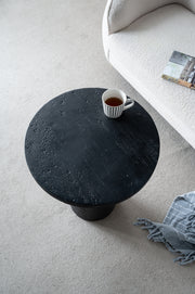 Black Round Side Table with Pedestal Base