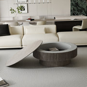 Modern Gray Round Mushroom Coffee Table with Hidden Storage
