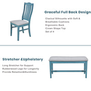 Mid-Century 6-Piece Wood Dining Table Set