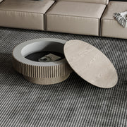 Modern Gray Round Mushroom Coffee Table with Hidden Storage