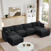 Modular Sectional Sofa, 4-Seater Comfy Cloud Couches with Movable Ottoman