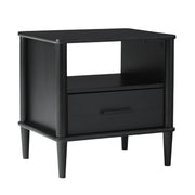 Solid Wood Spindle Nightstand with Drawer and Open Cubby