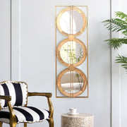 Adelaide Triple Round Wall Mirror with Mango Wood Frame – Brown Modern Decorative Mirror