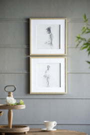Ballet Dancer Framed Wall Art Prints Under Glass – Elegant Vintage-Inspired Set of 2