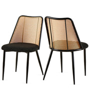 Set of Black Rattan Dining Chairs