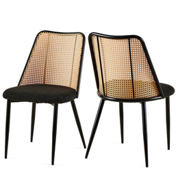 Set of Black Rattan Dining Chairs