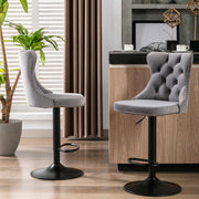 Regal Gray Tufted Velvet Adjustable Bar Stool