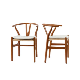 Set of 2 Boho Solid Wood Chairs for Dining Room