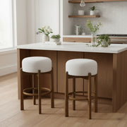 Set of 2 Dark Walnut & Ivory Rubberwood Bar Stool