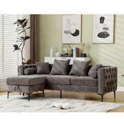 L Shaped Sectional Convertible Sofa with Storage Ottoman and Modern Tufted style