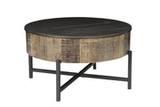 Rustic Mango Wood Coffee Table with Hidden Storage – Modern Iron Base Center Table
