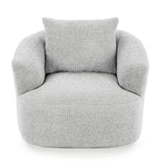 Light Grey 360° Swivel Accent Chair with Upholstered Barrel Design