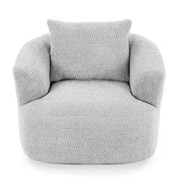 Light Grey 360° Swivel Accent Chair with Upholstered Barrel Design