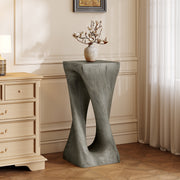 Twist Shape End Table in Wood Like Texture and Gray  Color