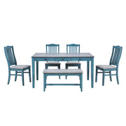 Mid-Century 6-Piece Wood Dining Table Set