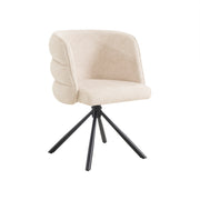 Modern 270° Swivel Upholstered Desk Chairs Set of 2 in Beige, Chenille Fabric with Metal Base for Home Office, Bedroom, Or Living Room