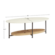 Monte Oval White/Natural Coffee Table