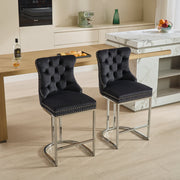 Set of 2 Modern Velvet Barstools