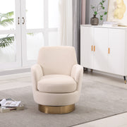Beige Orange Velvet Swivel Barrel Chair