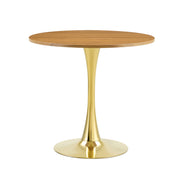 Elara Wood & Gold Round Dining Table