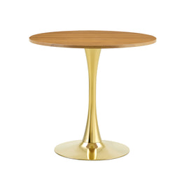 Elara Wood & Gold Round Dining Table