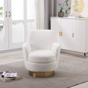 White Velvet Swivel Barrel Chair