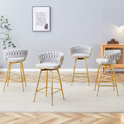 4-Piece Swivel Bar Stools with Breathable Linen-Cotton Seats