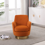 Orange Velvet Swivel Barrel Chair