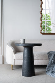Black Round Side Table with Pedestal Base
