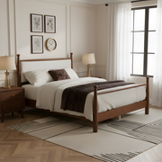 Solid Poplar & Plywood Bed Frame with Upholstered Headboard Queen Size