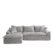 Gray Chenille L‑Shaped Modular Sectional Compressed Sofa