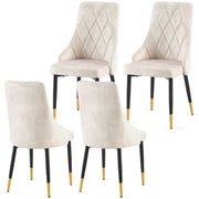 Set of 4 Beige Armless Dining Chairs