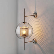 Retro Industrial Luxuries Glass Ball Wall Lamp Sconce with Bronze