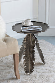 Silver Leaf Antique Aluminum Accent End Table