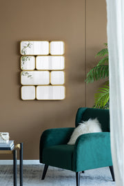 Keeley Gold Geometric Multi-Panel Wall Mirror – Modern Glam Decorative Accent Mirror