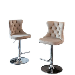 Liora Khaki Velvet Bar Stool