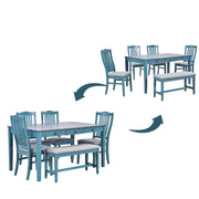 Mid-Century 6-Piece Wood Dining Table Set