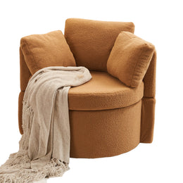 Teddy Fabric Swivel Chair With Storage and Cushions