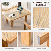 Modern Minimalist Rectangular Rattan Tabletop Coffee Table